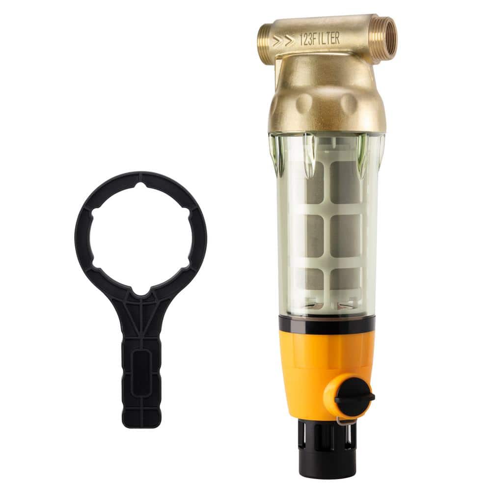 ISPRING WSP100B Large Whole Spin-down Sediment Water Filtration System with Scraper and Brass Top Clear Housing, 100 Micron (1)