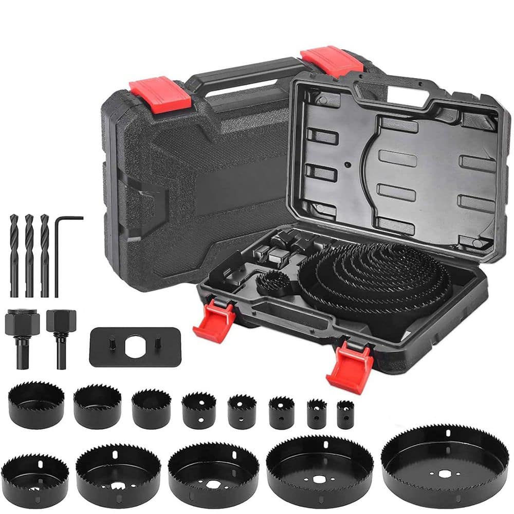 Unbranded 20PCS Hole Saw Kit with 3/4-6 Blades for Soft Wood Plywood Drywall PVC Includes Mandrels Drill Bits Hex Key (1)