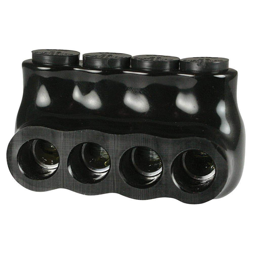 ASI 14-2 AWG Multi Tap Connector Insulated Single Side Entry 4 Ports Black Bagged