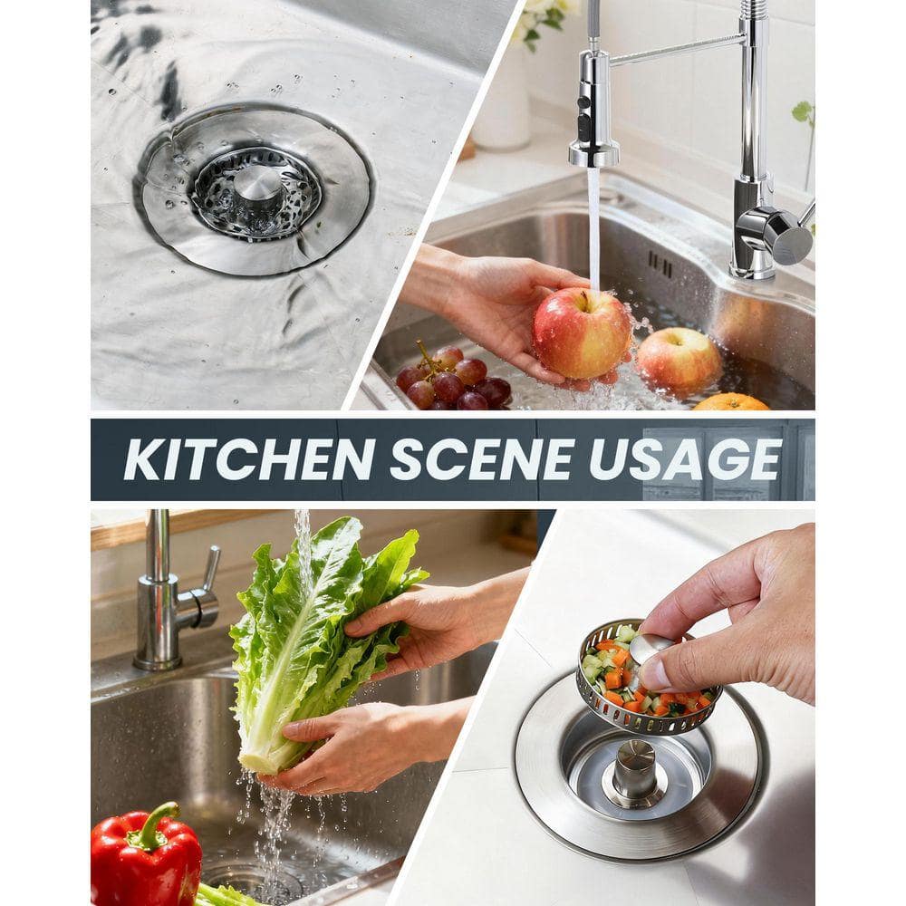 ARCORA 4.5 in. Stainless Steel Strainer Basket Universal Replacement for Kitchen Sink Drains in Brushed Nickel (2)