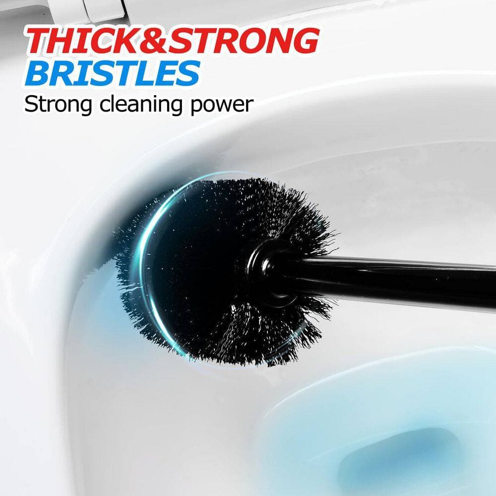 Esepony Toilet Brush and Plunger for Bathroom Cleaning, Toilet Bowl Scrubbing, Bath Accessory Set and Everyday, Black (2-Piece) (3)