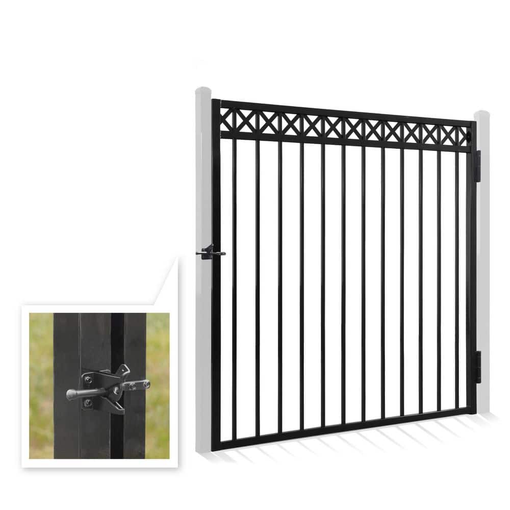 Fencer Wire Anti-Rust 5 ft. x 5 ft. Black Steel X-Pattern Fence Gate