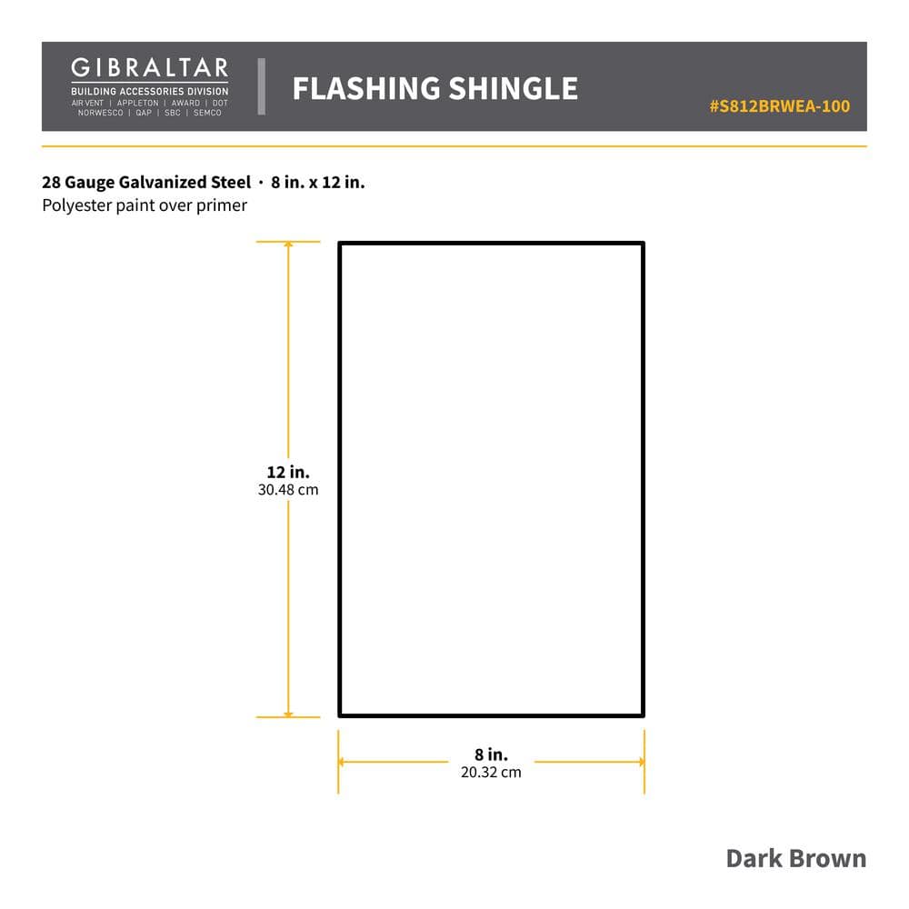 Gibraltar Building Products 8 in. x 12 in. Galvanized Steel Flashing Shingle in Dark Brown (2)