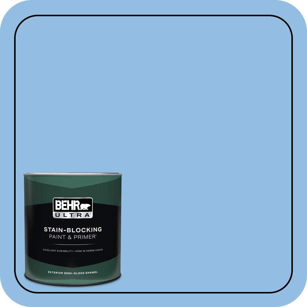 BEHR ULTRA 1 qt. #P520-3 Toile Blue Semi-Gloss Enamel Exterior Paint & Primer