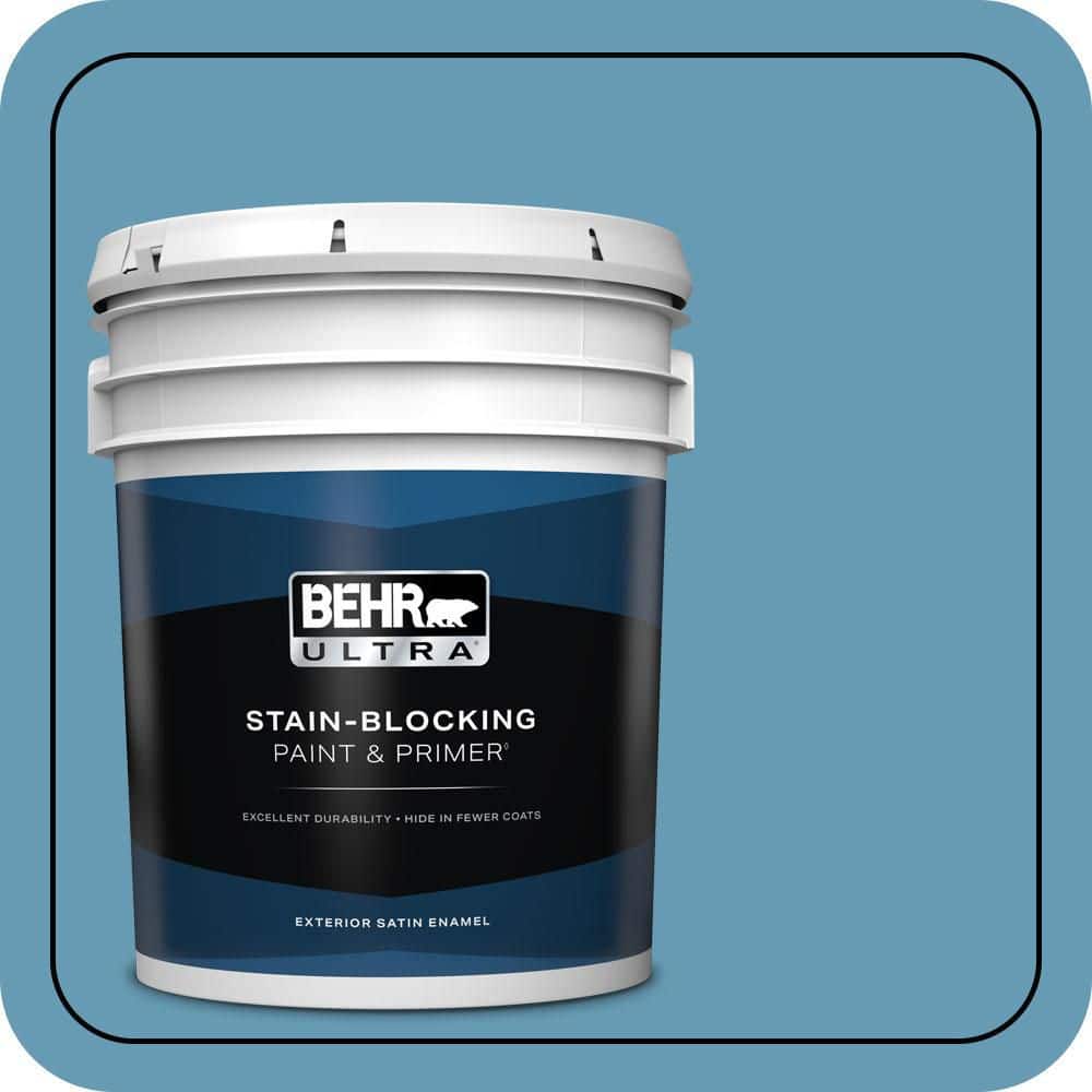 BEHR ULTRA 5 gal. #S490-4 Yacht Blue Satin Enamel Exterior Paint & Primer