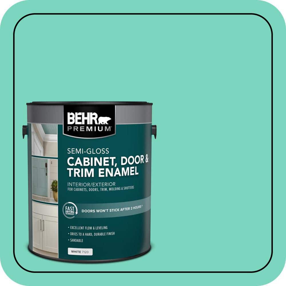 BEHR PREMIUM 1 gal. #P430-3 Green Parakeet Semi-Gloss Enamel Interior/Exterior Cabinet, Door & Trim Paint