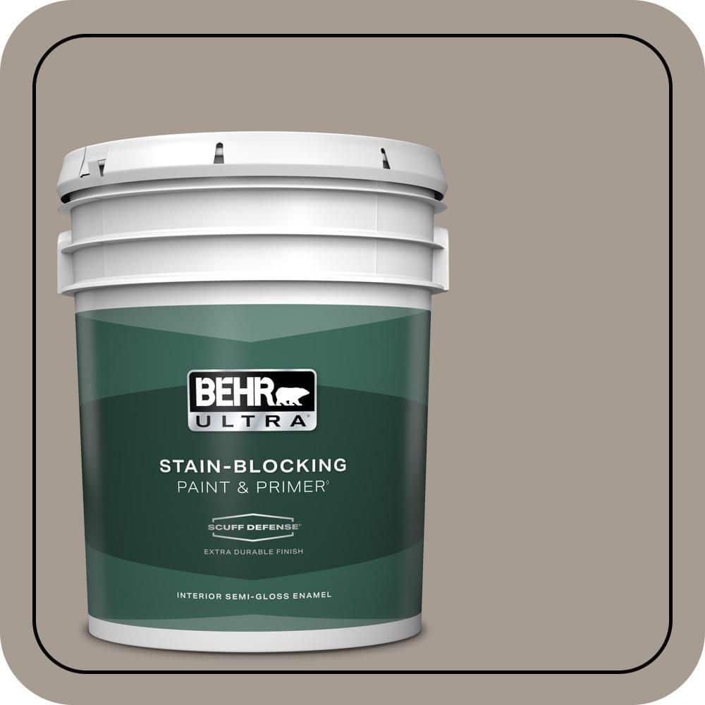 BEHR ULTRA 5 gal. #N200-4 Rustic Taupe Extra Durable Semi-Gloss Enamel Interior Paint & Primer