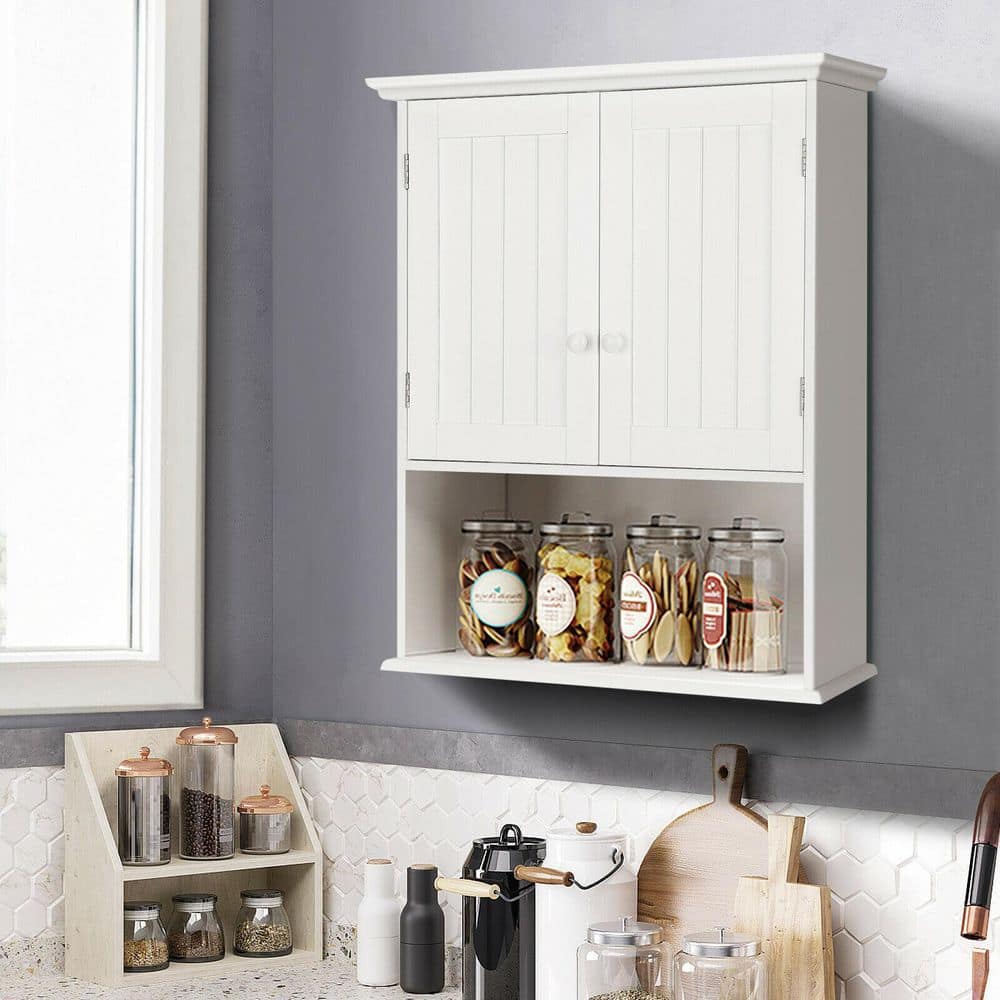 ANGELES HOME 23.5 in. W 7.5 in. D 28 in. H Bathroom Wall Cabinet with Adjustable Shelf (2)