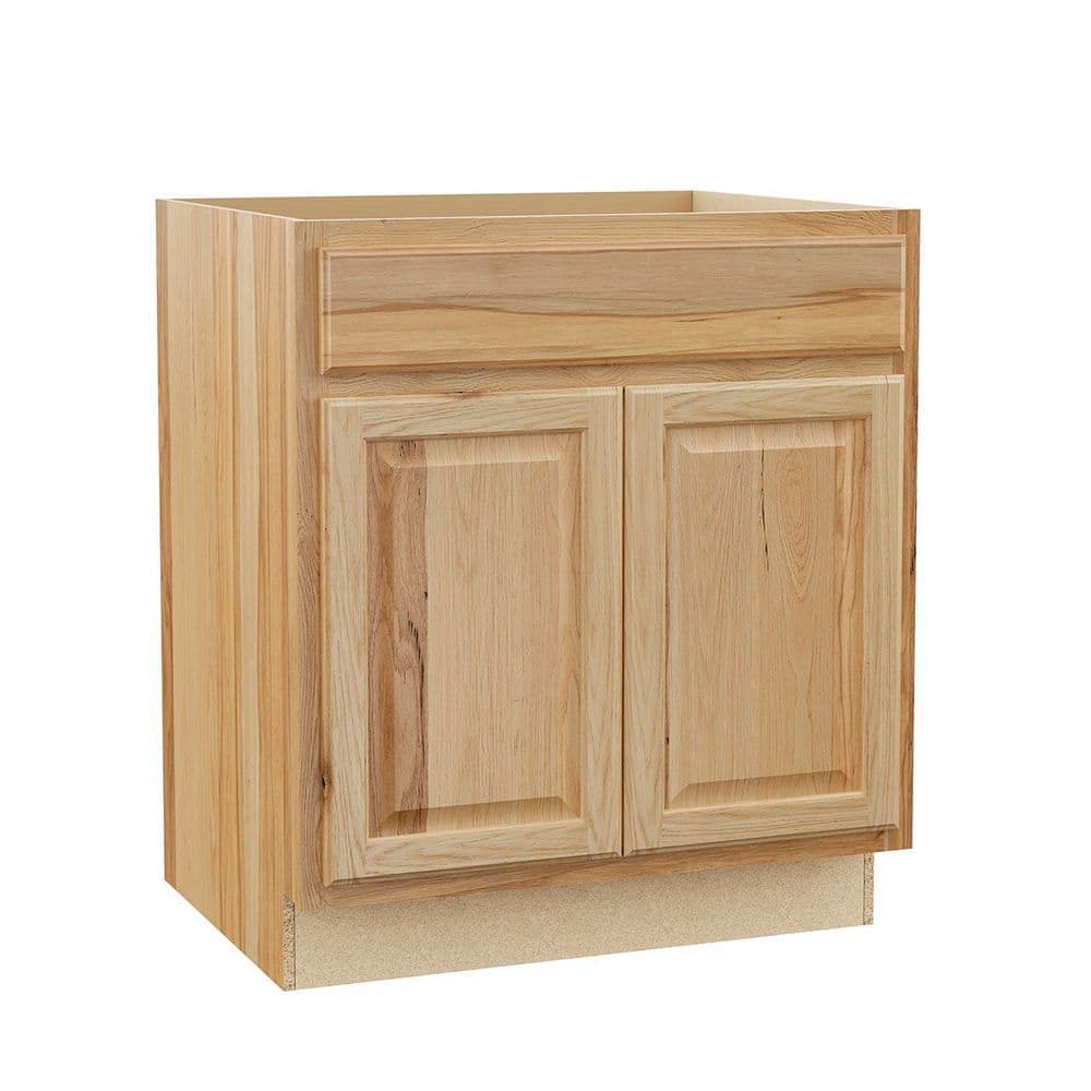 Hampton Bay Hampton 30 in. W x 24 in. D x 34.5 in. H Assembled Base Kitchen Cabinet in Natural Hickory