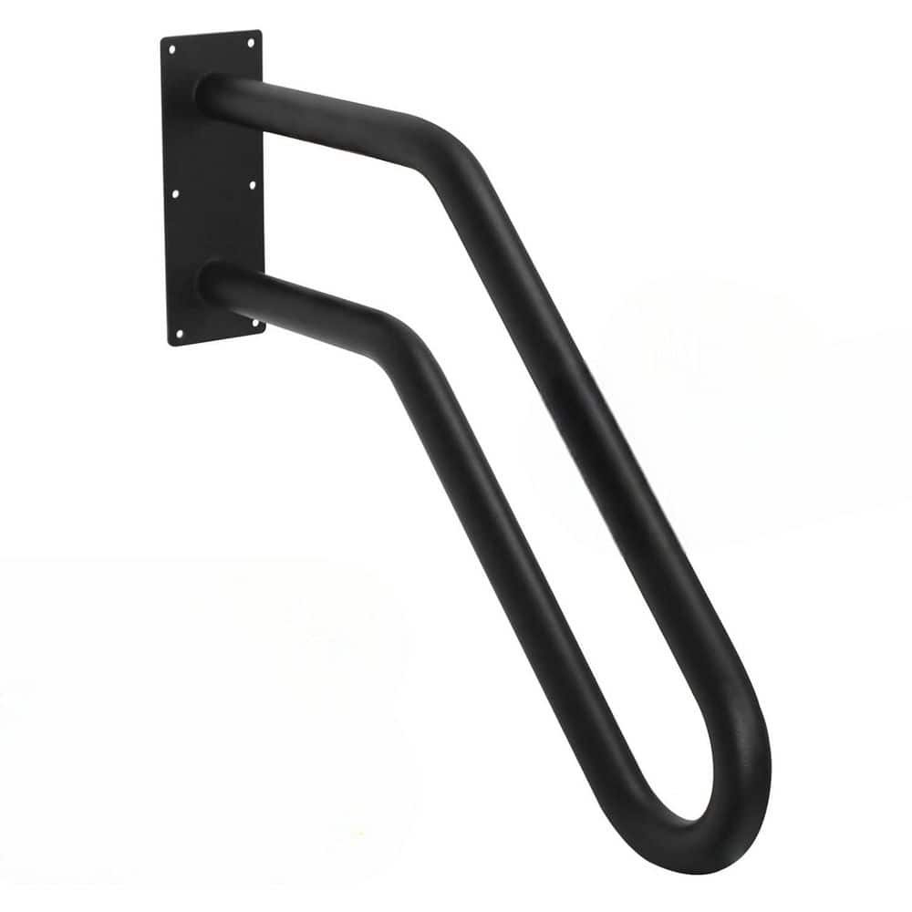 Afoxsos 1 Iron U-Shaped Wall Mount Handrail Outdoor Grab Bar for 1-3 Steps Matte Black Durable Easy Install 1 Piece (1)