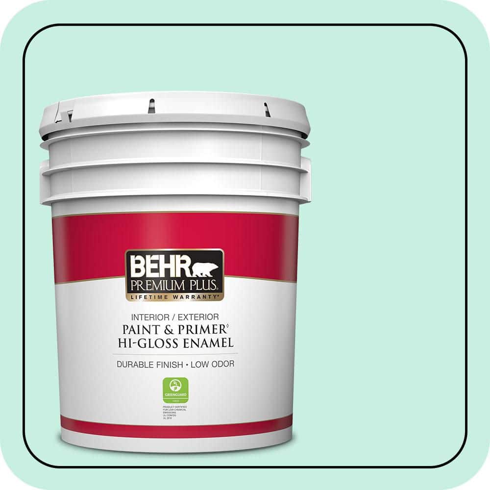 BEHR PREMIUM PLUS 5 gal. #P430-1 Summer House Hi-Gloss Enamel Interior/Exterior Paint & Primer
