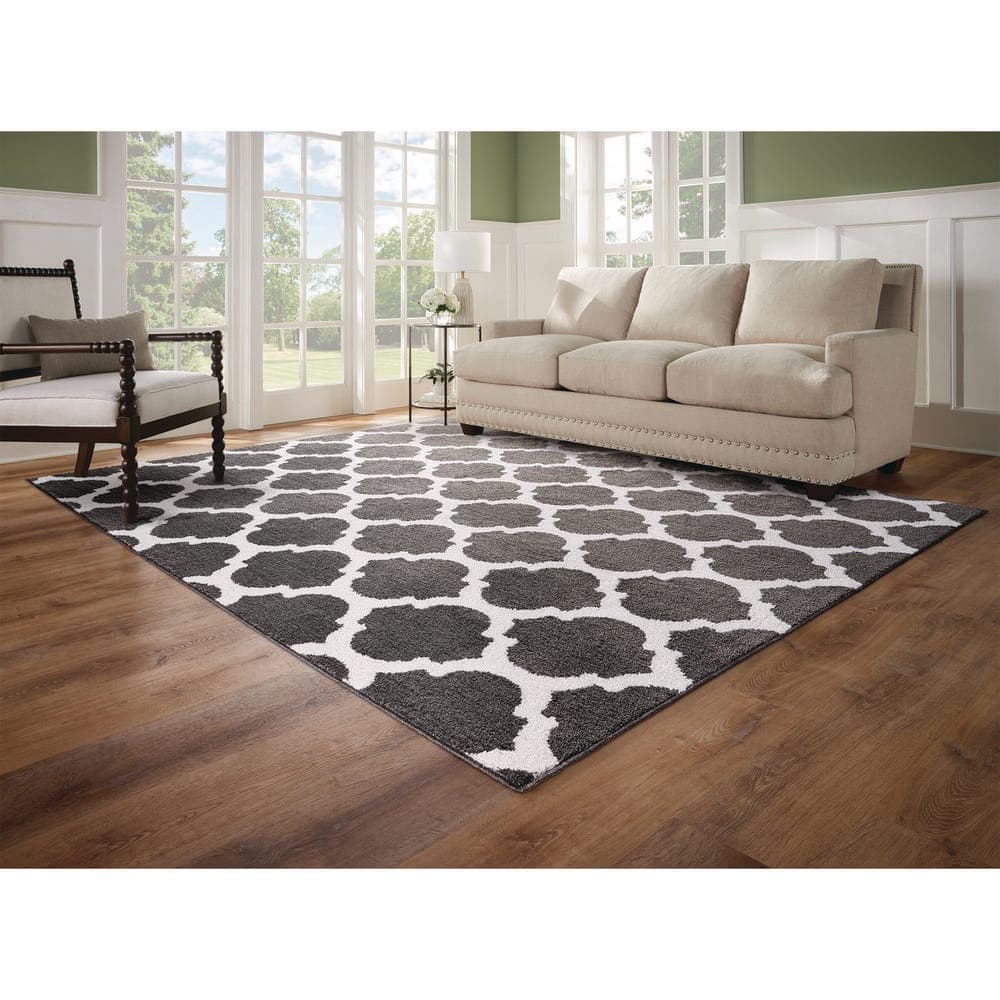 Home Decorators Collection Seyward 8 ft. x 10 ft. Grey Trellis Shag Area Rug (3)