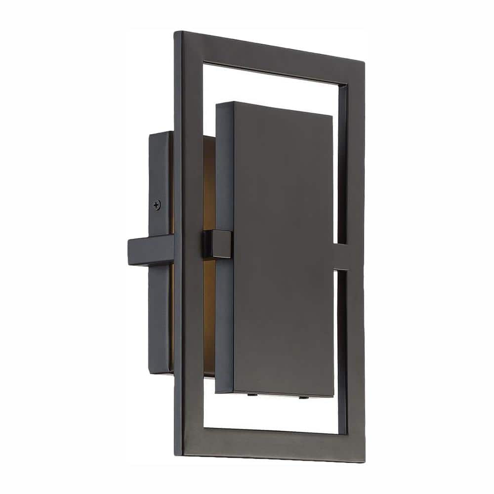 Home Decorators Collection Railford 11.5 in. 1-Light Oil Rubbed Bronze Integrated LED Outdoor Wall Light Lantern Sconce with Etched Lens (3)