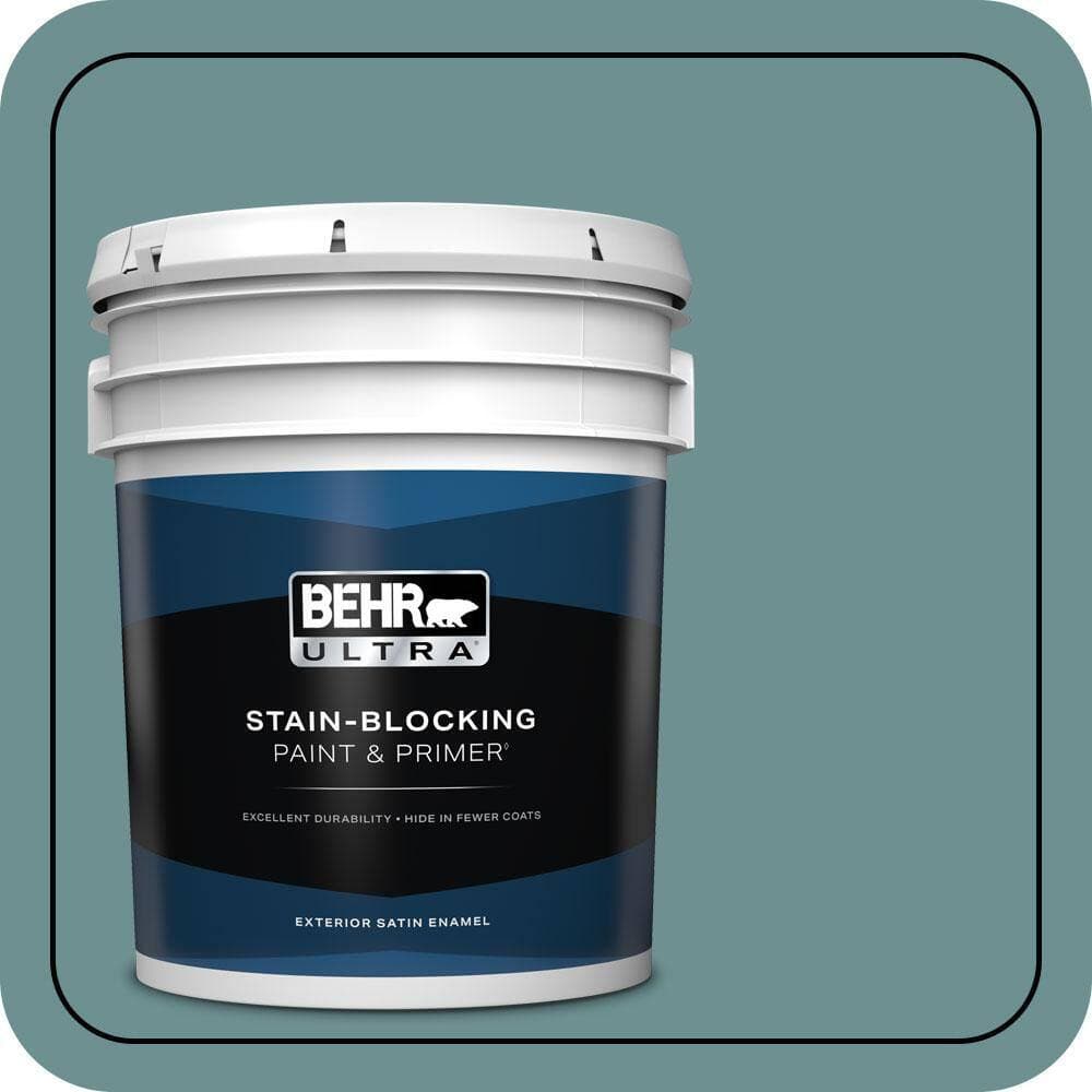 BEHR ULTRA 5 gal. #500F-6 Hallowed Hush Satin Enamel Exterior Paint & Primer