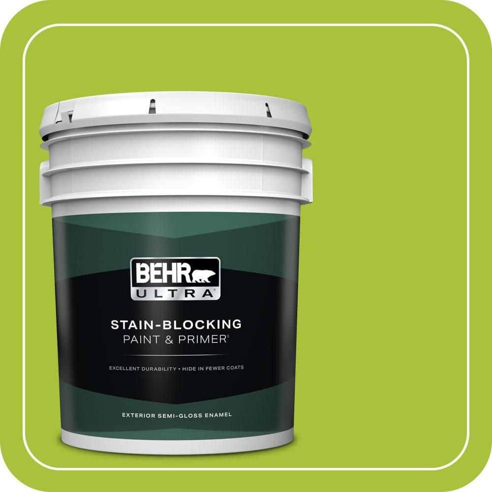 BEHR ULTRA 5 gal. #S-G-410 Green Crush Semi-Gloss Enamel Exterior Paint & Primer
