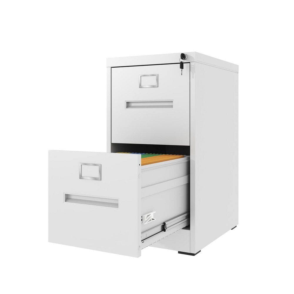 Tidoin Modern 2-Drawer White Metal 18 in. W Vertical File Cabinet (3)
