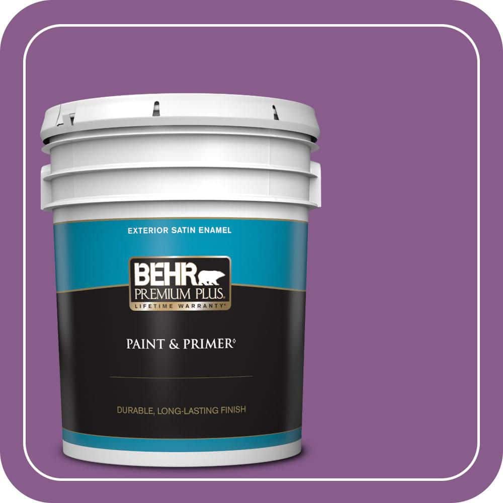 BEHR PREMIUM PLUS 5 gal. #670B-7 Candy Violet Satin Enamel Exterior Paint & Primer