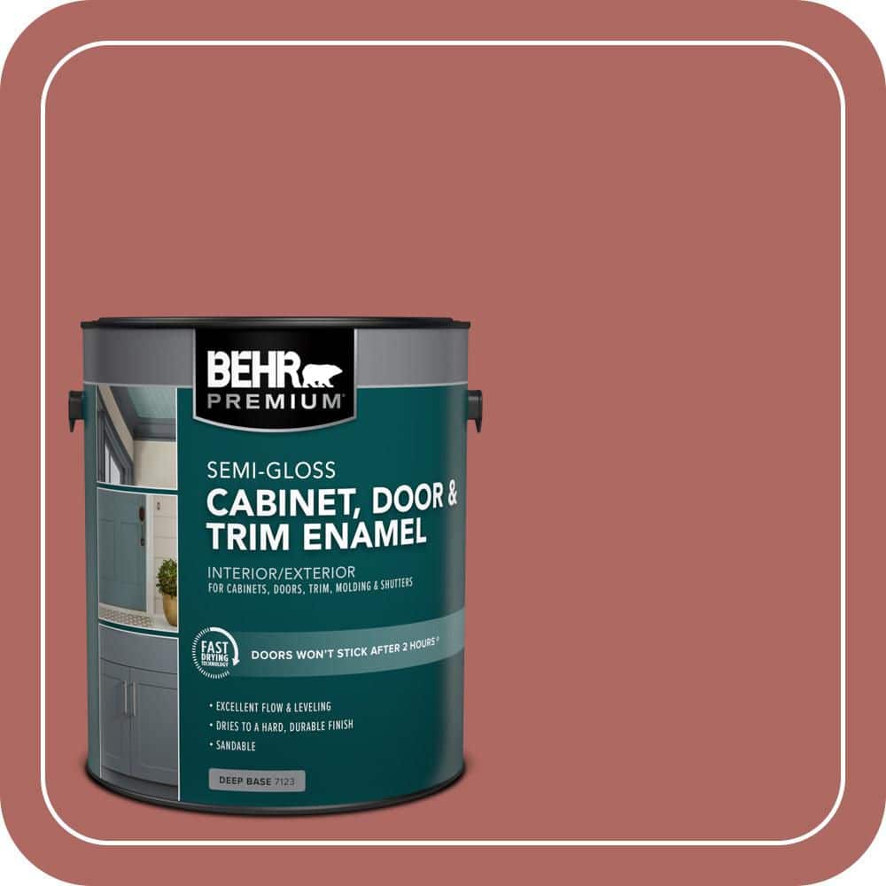 BEHR PREMIUM 1 gal. #PPU2-13 Colonial Brick Semi-Gloss Enamel Interior/Exterior Cabinet, Door & Trim Paint