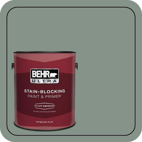 BEHR ULTRA 1 gal. #460F-4 Wethersfield Moss Extra Durable Flat Interior Paint & Primer (2)