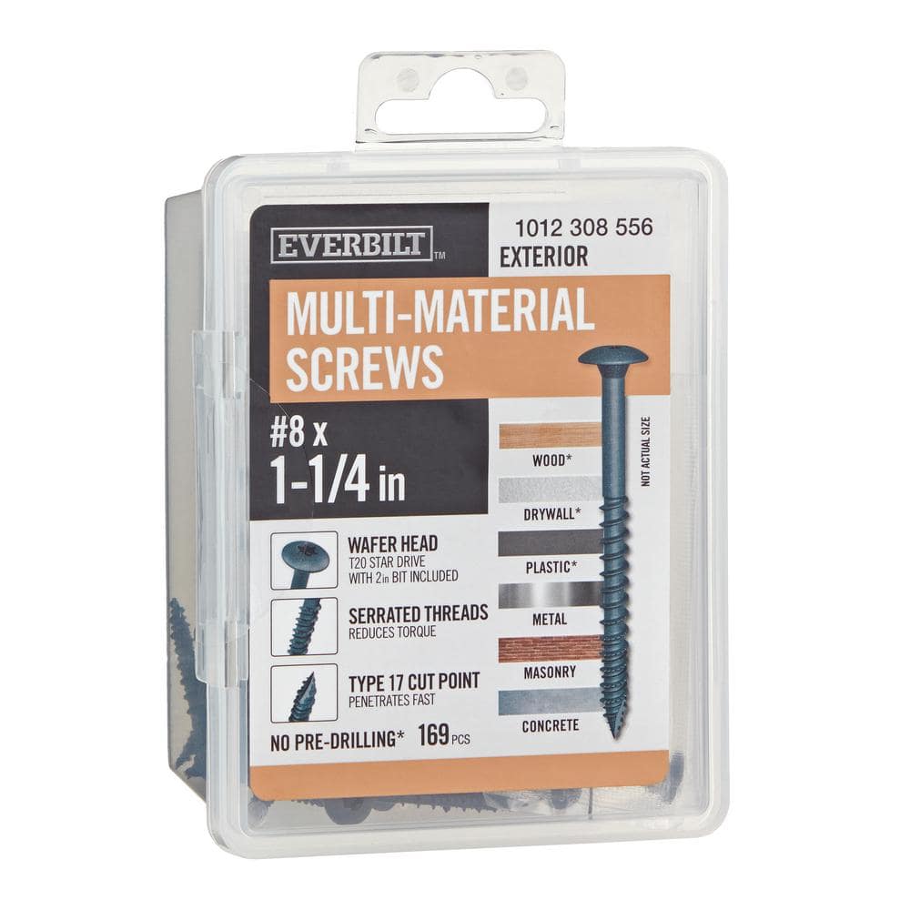 Everbilt #8 x 1-1/4 in. Black 6-Lobe Torx Drive Exterior Wafer Head Multi-Material Screw 1 lbs. -Box (169-Piece ) (1)