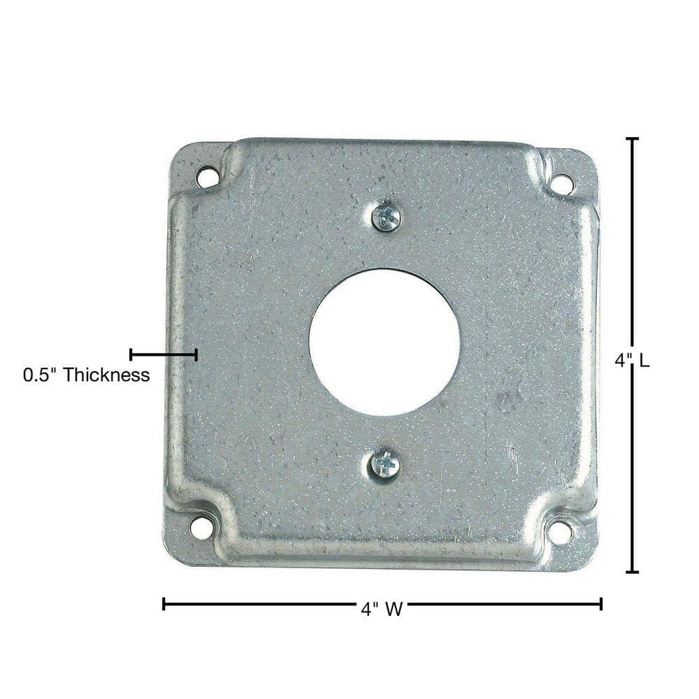 Steel City 1/2 in. Raised 4in. Square 1-13/32 Single Receptacle Cover (RS11-10R) (4)