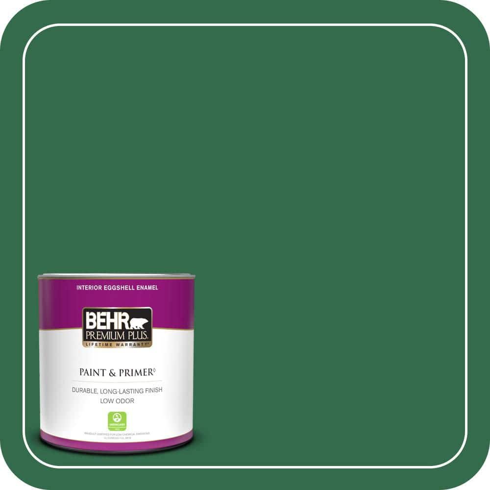 BEHR PREMIUM PLUS 1 qt. #S-H-460 Chopped Chive Eggshell Enamel Low Odor Interior Paint & Primer