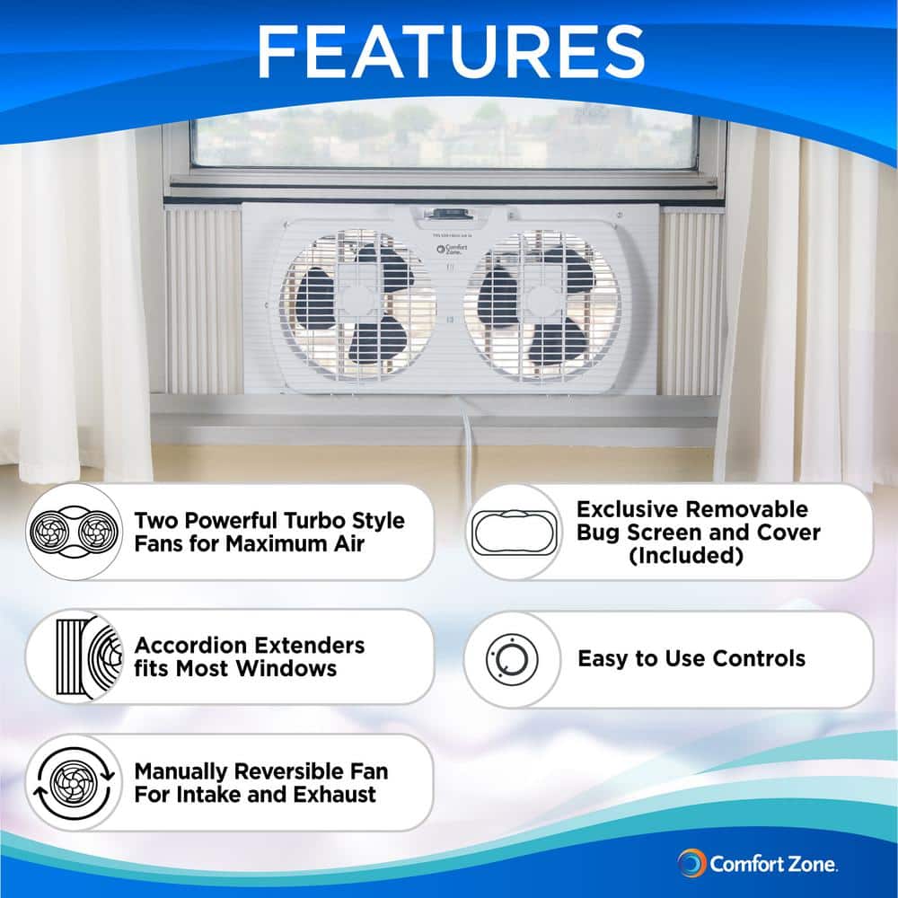 Comfort Zone 9 in. Twin Window Fan with Manually Reversible Airflow Control (2)