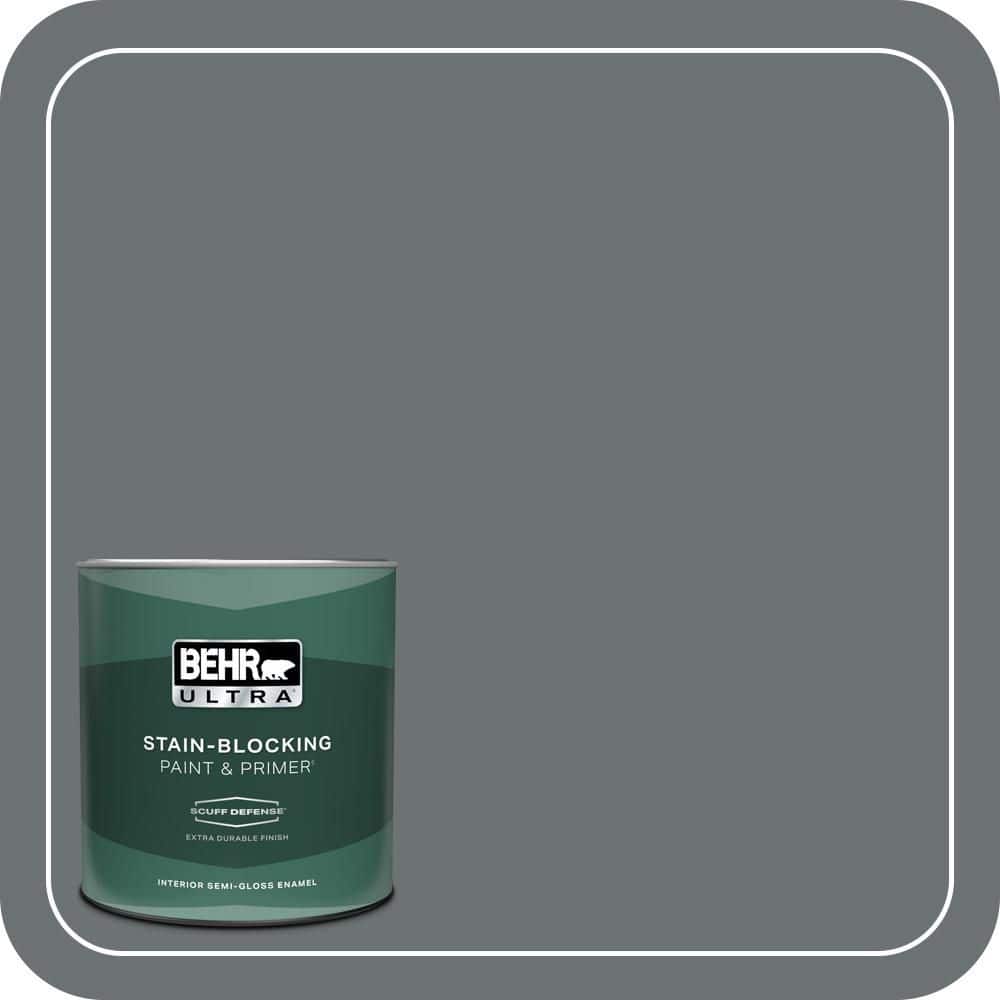BEHR ULTRA 1 qt. #MQ5-28 Dawn Gray Extra Durable Semi-Gloss Enamel Interior Paint & Primer