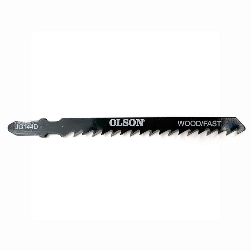 Olson Saw Jig Saw, Steel Blade pack of 5, Wood, Coarse, 3.9 in. long, 38 in. wide, 6 TPI, T-shank