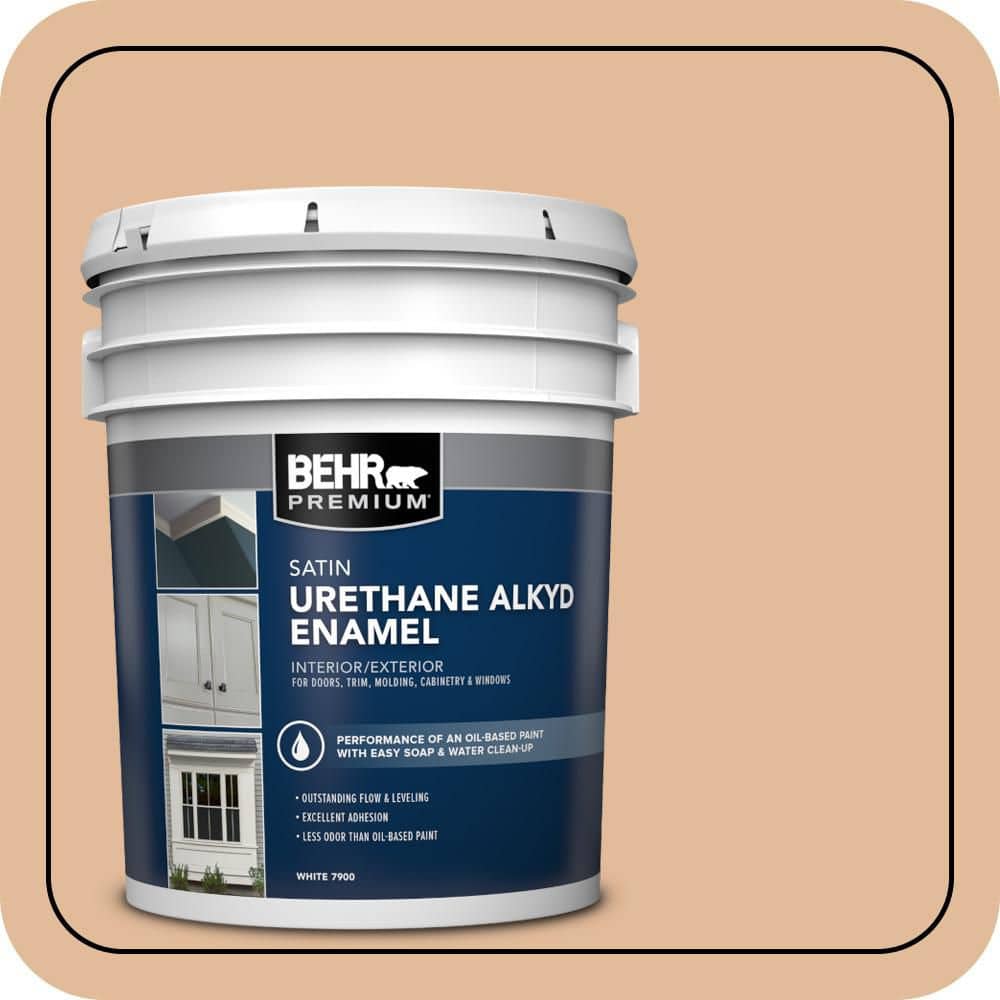 BEHR PREMIUM 5 gal. #270E-3 Only Natural Urethane Alkyd Satin Enamel Interior/Exterior Paint