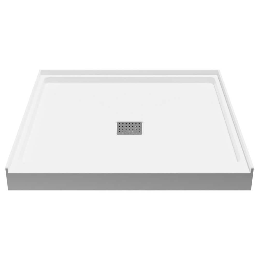 ANZZI SBHDX Series 36 in. L x 36 in. W Alcove Shower Pan Base with Center Drain in Glossy White Marine Acrylic Material (1)