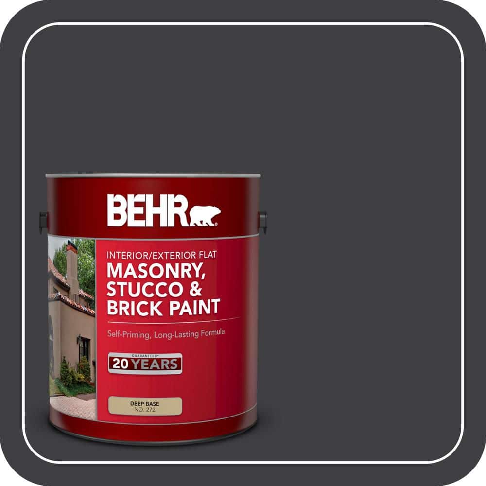 BEHR 1 gal. #ECC-10-2 Jet Black Flat Interior/Exterior Masonry, Stucco and Brick Paint