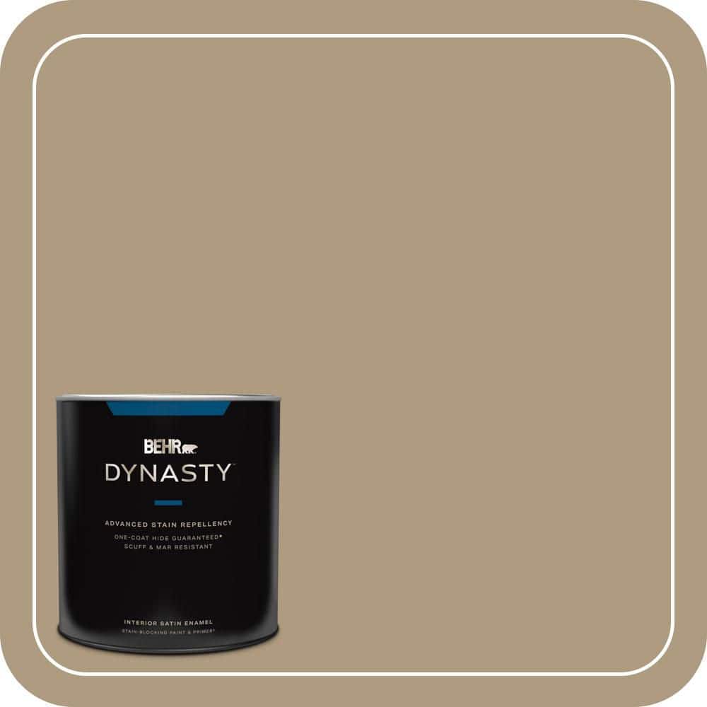 BEHR DYNASTY 1 qt. #MQ2-24 Golden Olive One-Coat Hide Satin Enamel Interior Stain-Blocking Paint and Primer