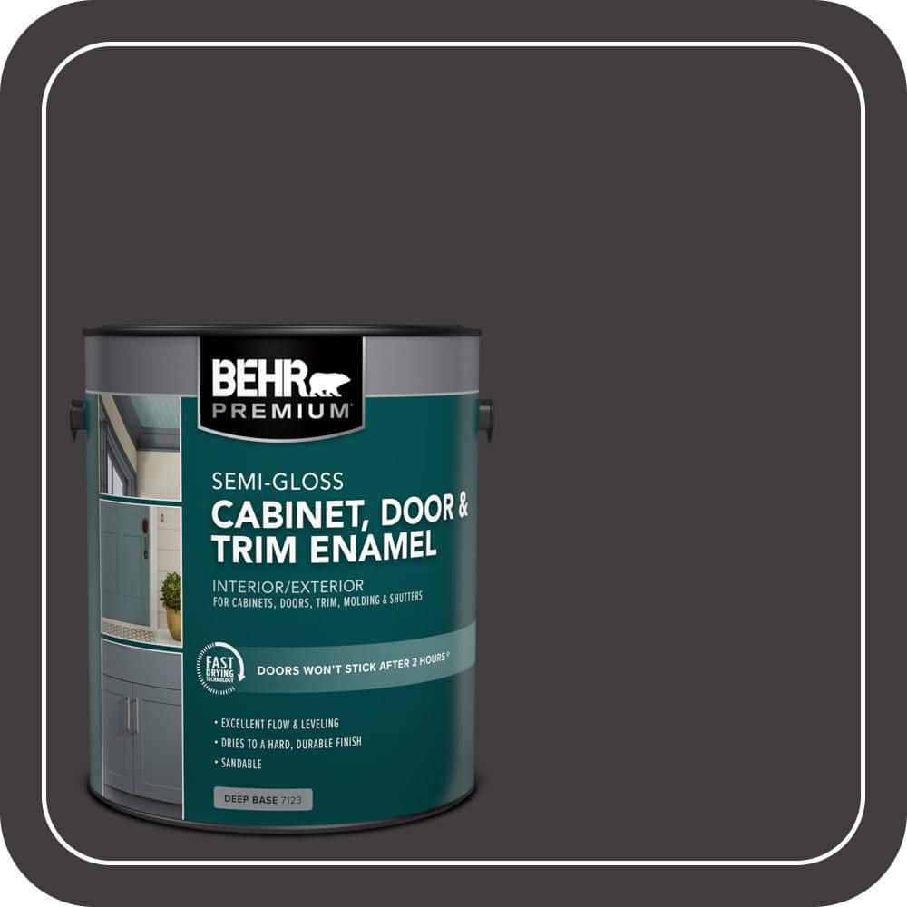 BEHR PREMIUM 1 gal. #T13-3 Black Lacquer Semi-Gloss Enamel Interior/Exterior Cabinet, Door & Trim Paint