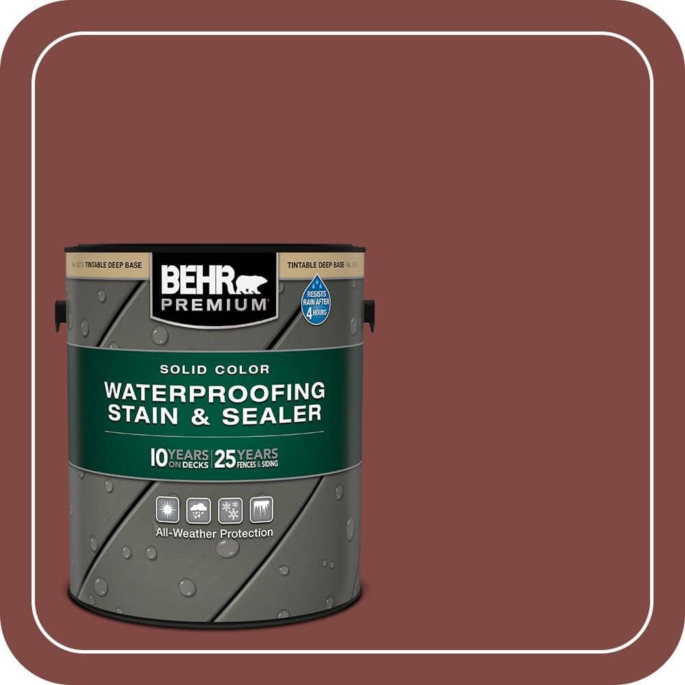 BEHR PREMIUM 1 gal. #SC-112 Barn Red Solid Color Waterproofing Exterior Wood Stain and Sealer