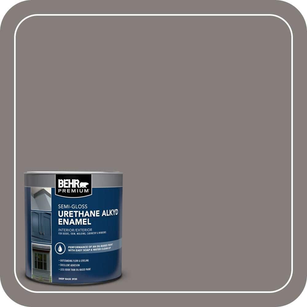 BEHR PREMIUM 1 qt. #PPU18-17 Suede Gray Semi-Gloss Enamel Urethane Alkyd Interior/Exterior Paint (1)