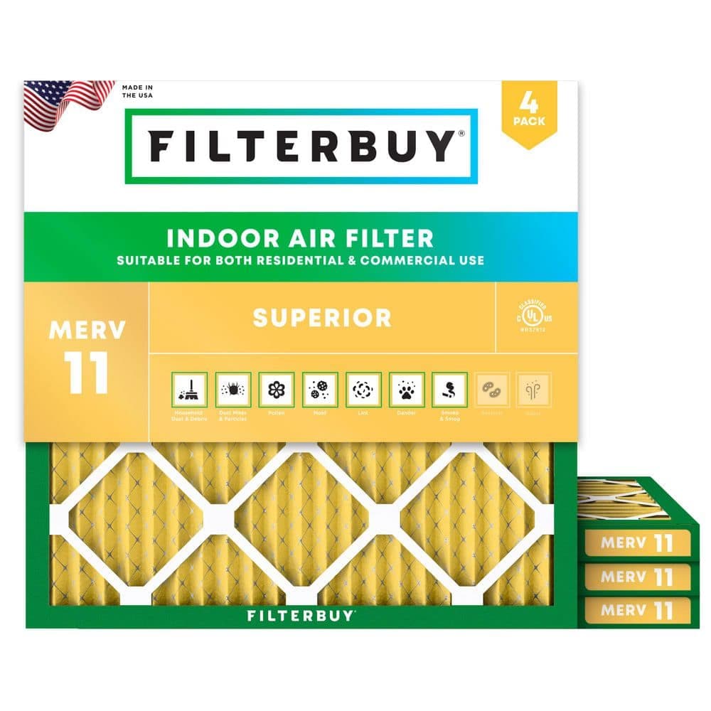 Filterbuy 23.5 in. x 23.5 in. x 1 in. MERV 11 (FPR 7) Allergen Defense Pleated HVAC AC Furnace Air Filters Replacement (4-Pack)