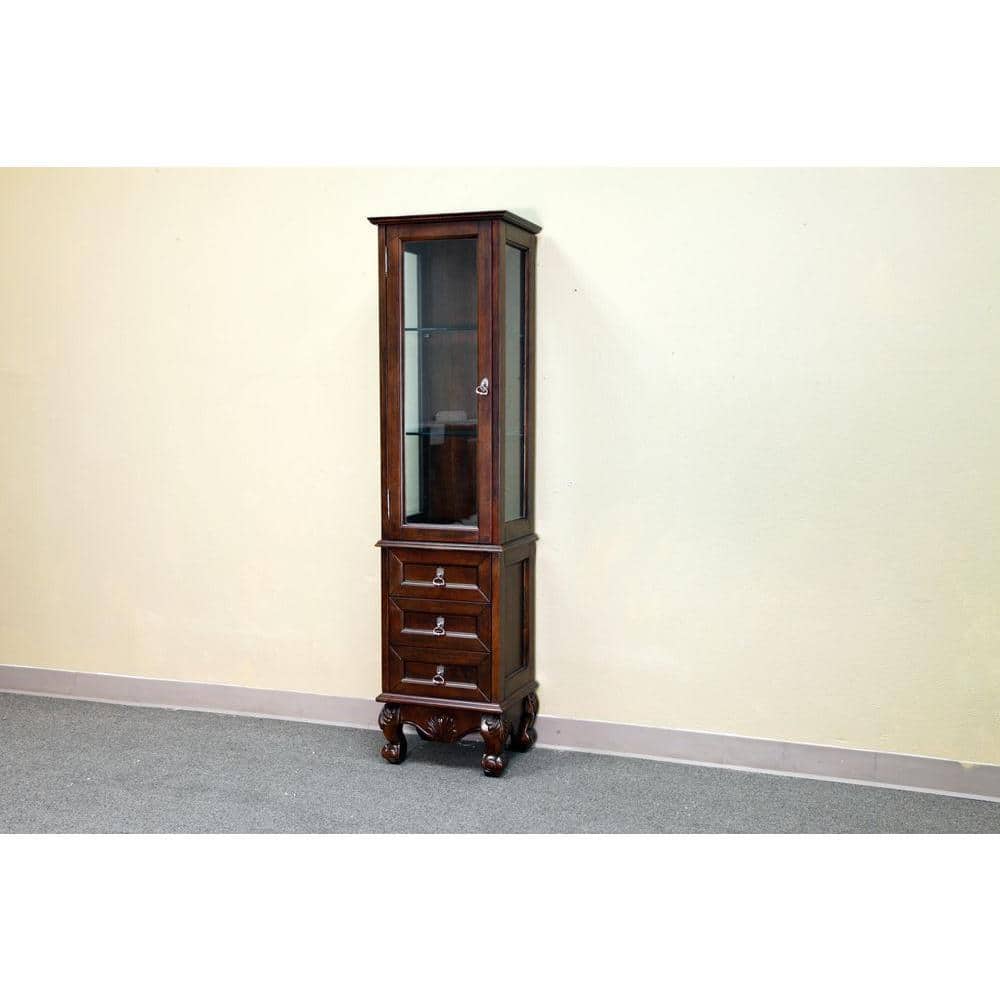 Bellaterra Home Bevington 18 in. W x 67 in. H x 14 in. D Bathroom Linen Storage Cabinet in Walnut