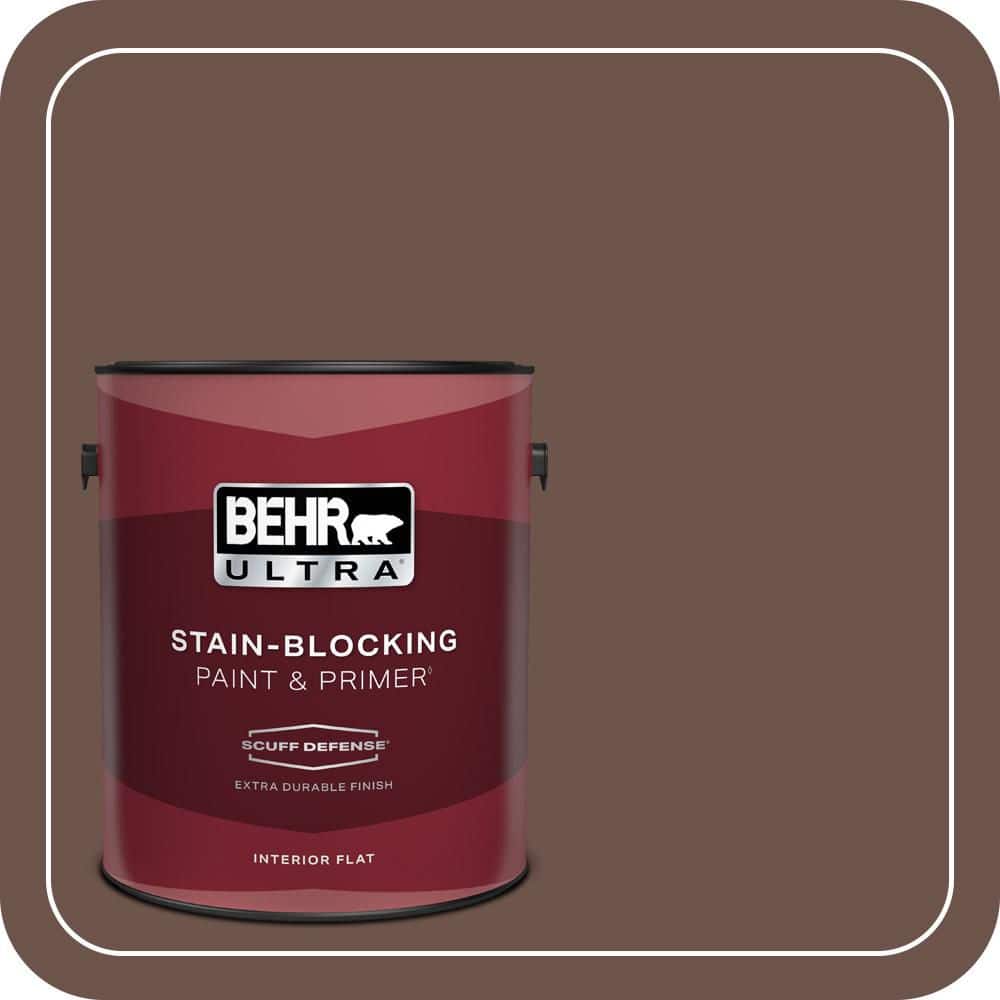 BEHR ULTRA 1 gal. #N130-7 Double Fudge Extra Durable Flat Interior Paint & Primer (1)