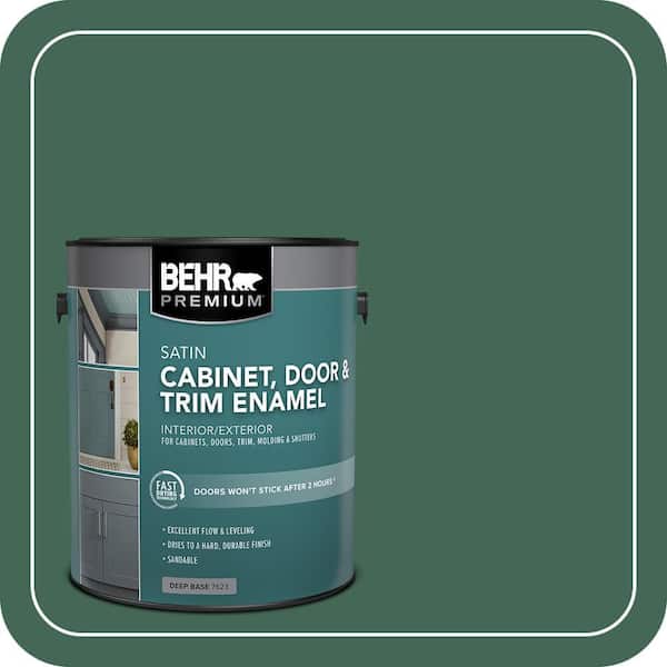 BEHR PREMIUM 1 gal. #M420-7 Billiard Green Satin Enamel Interior/Exterior Cabinet, Door & Trim Paint (2)