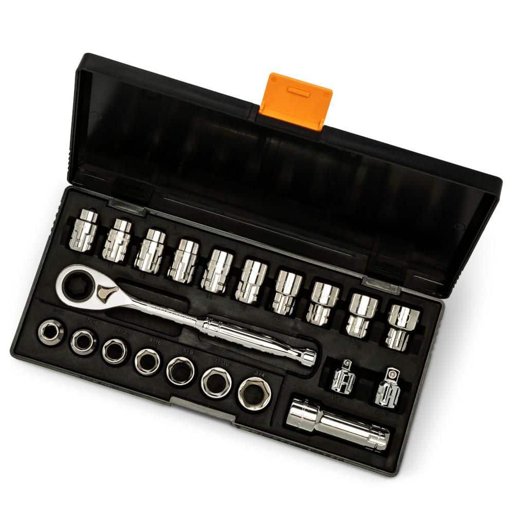 GEARWRENCH Pass-Thru 3/8 in. Drive 6-Point SAE/Metric GearRatchet and Socket Mechanics Tool Set (21-Piece) (2)