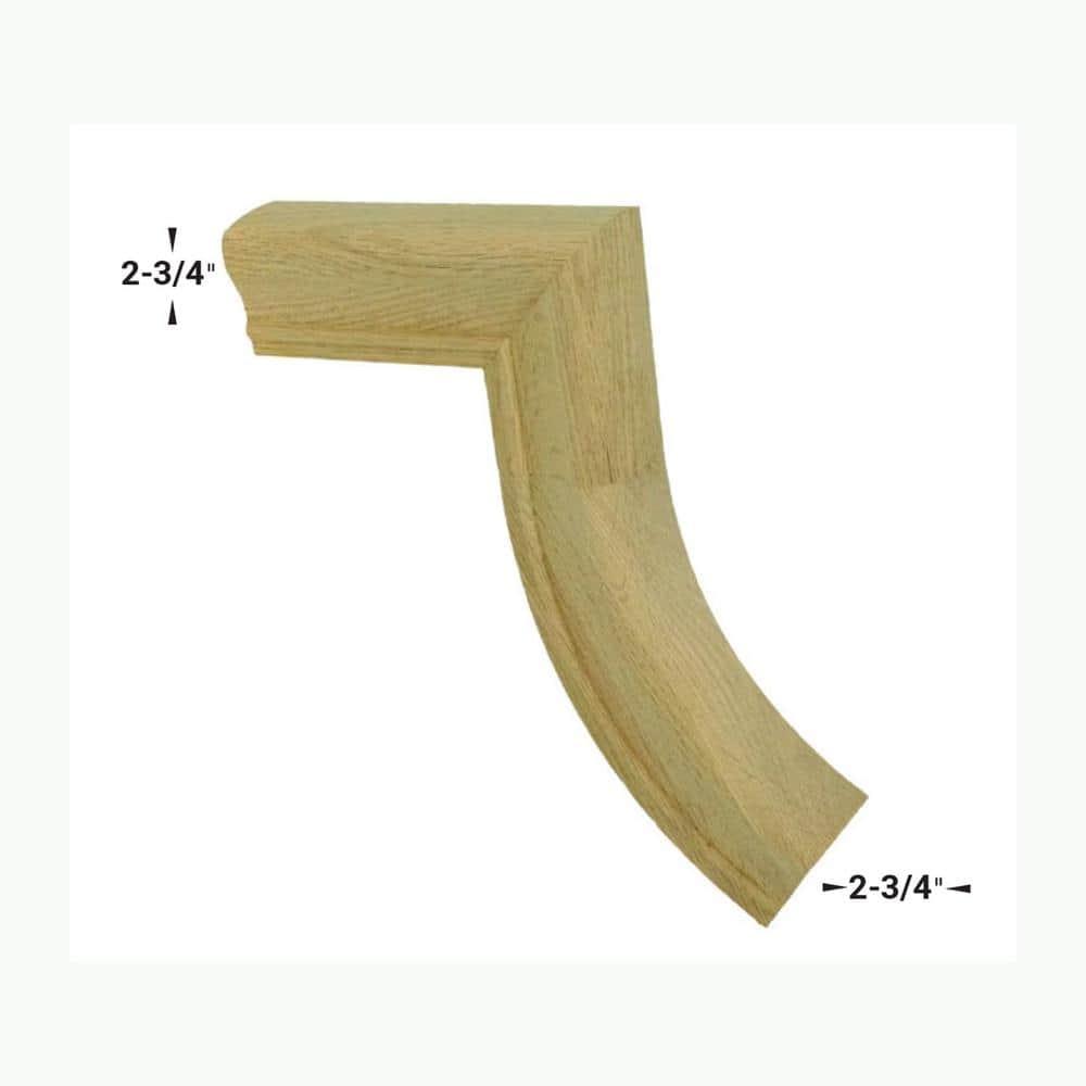 EVERMARK Stair Parts 7098 Unfinished Red Oak Straight 1-Rise Gooseneck No Cap Handrail Fitting (3)
