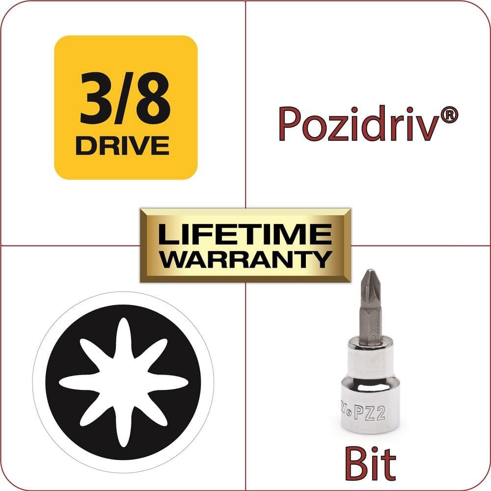 Husky #2 POZI 3/8 in. Drive Bit Socket (3)