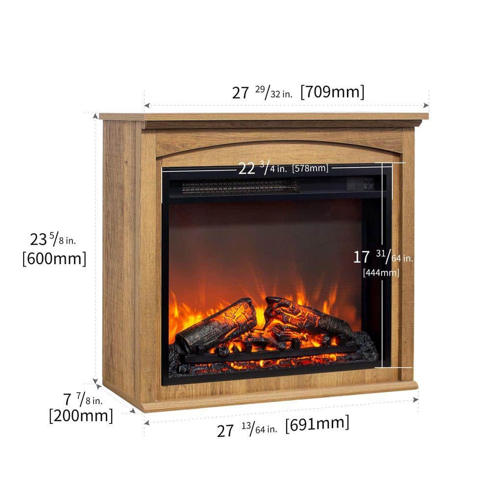 ToolCat 28 in. TV Media Brown Freestanding Entertainment Center, Electric Fireplace Insert Included (3)