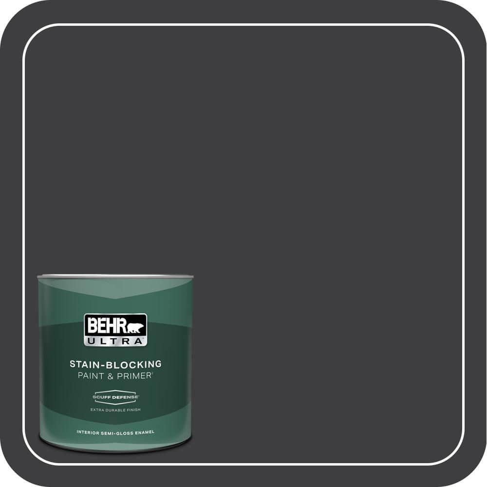 BEHR ULTRA 1 qt. #PPH-34 Black Smoke Extra Durable Semi-Gloss Enamel Interior Paint & Primer