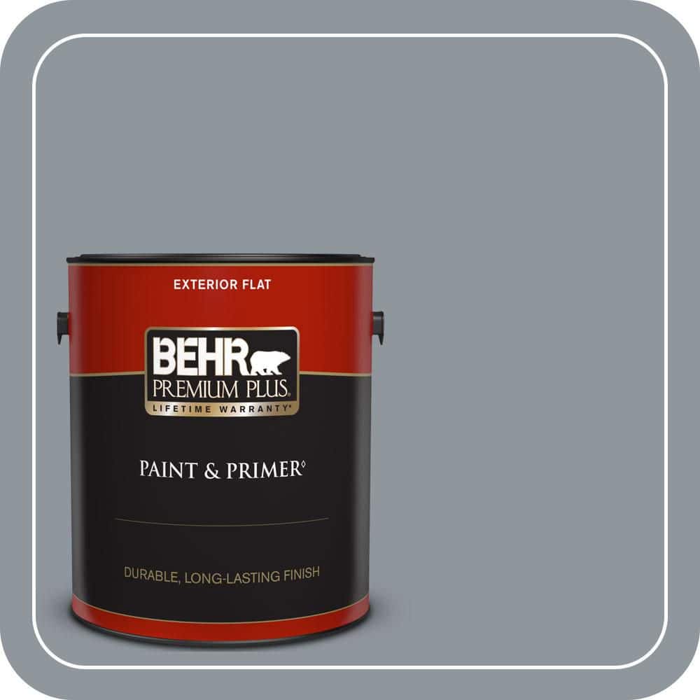 BEHR PREMIUM PLUS 1 gal. #MQ5-21 Radiant Silver Flat Exterior Paint & Primer