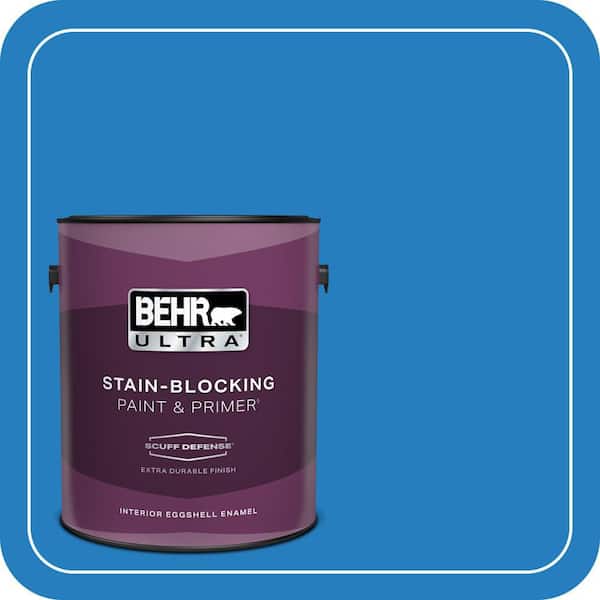 BEHR ULTRA 1 gal. #P510-6 Brilliant Blue Extra Durable Eggshell Enamel Interior Paint & Primer (2)