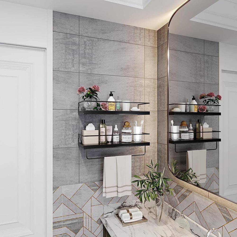 Dyiom 6 in. W 4 in. H 16 in. D Bathroom Shelves Over The Toilet Storage, Wall Mounted with Removable Legs (3)