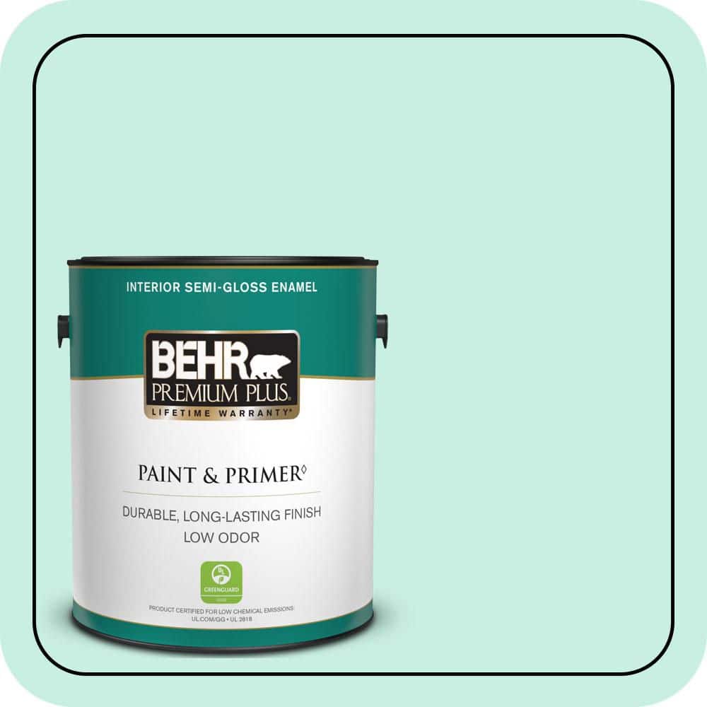 BEHR PREMIUM PLUS 1 gal. #P430-1 Summer House Semi-Gloss Enamel Low Odor Interior Paint & Primer