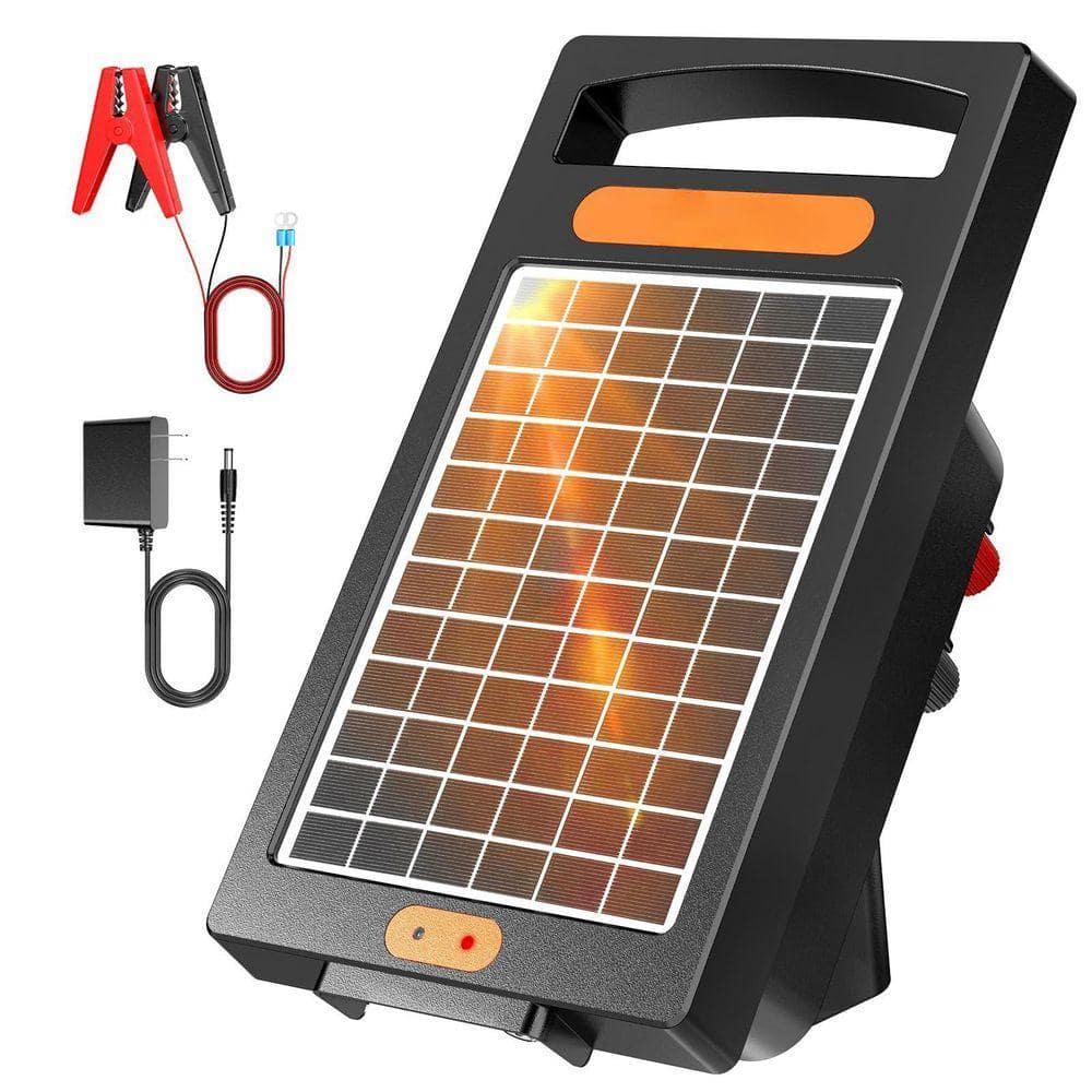 KIWDZFU 24 Hour Solar Electric Fence Charger 10 Miles Range Up to 10200 V Output 0.18 J Portable for Livestock Protection (1)